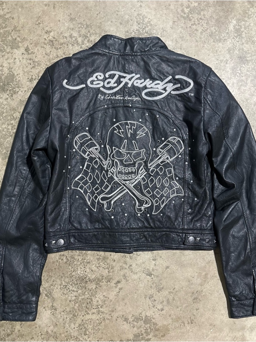 Ed Hardy Black Jacket with White Script Logo